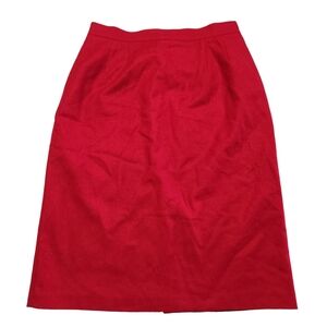 Sag Harbor Women's Size 14 Skirt 100% Wool Red Fully Lined Knee-Length